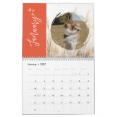 Personalisiertes Terrakotta-Boho-Script-Familienfo Kalender (Jan 2027)