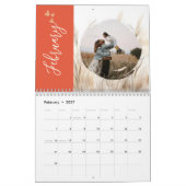 Personalisiertes Terrakotta-Boho-Script-Familienfo Kalender (Feb 2027)