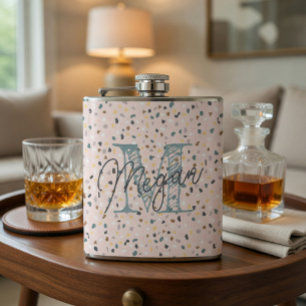 Personalisiertes Terrazzo-Monogramm Flachmann