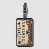 Personalisiertes Texas Route 66 Design Gepäckanhänger (Vorderseite Vertikal)
