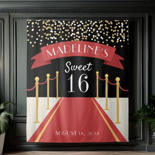 Personalisiertes Thema Red Teppich Sweet 16 Hinter Wandteppich