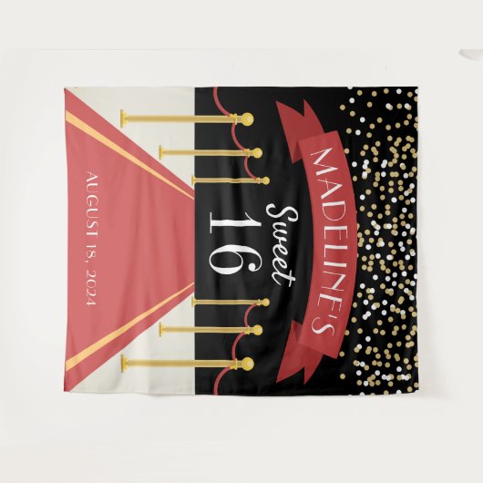 Personalisiertes Thema Red Teppich Sweet 16 Hinter Wandteppich (Vorderseite (Horizontal))