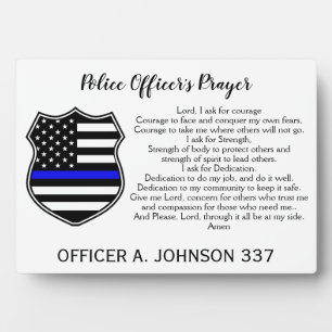 Personalisiertes Thin Blue Line Abzeichen Polizeig Fotoplatte