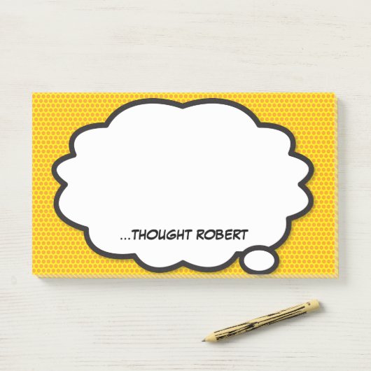Personalisiertes Think Bubble Fun Comic Book Post-it Klebezettel (Auf Schreibtisch)