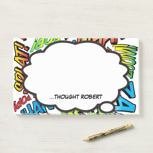 Personalisiertes Think Bubble Fun Modernes Comic B Post-it Klebezettel (Auf Schreibtisch)