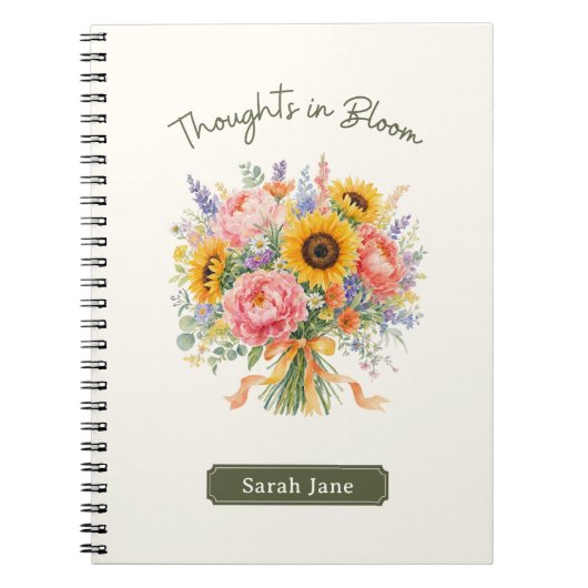 Personalisiertes Thoughts in Bloom Blumen Notizbuc Notizblock (Vorderseite)