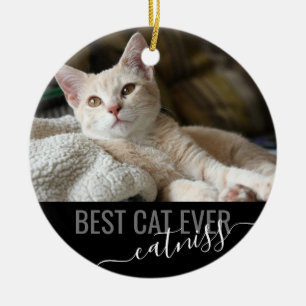 Personalisiertes Tier Beste Katze je Modernes Foto Keramik Ornament