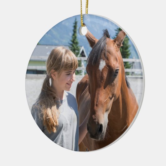 Personalisiertes Tier Bestes Pferd Name und Bild Keramik Ornament (Links)