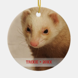Personalisiertes Tier Ferret Foto Name Weihnachtsb Keramik Ornament