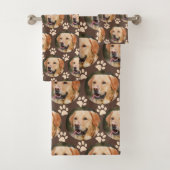 Personalisiertes Tier Foto Muster Dog Brown Badhandtuch Set (Insitu)
