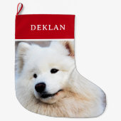 Personalisiertes Tier Foto Rot Großer Weihnachtsstrumpf (Vorderseite)