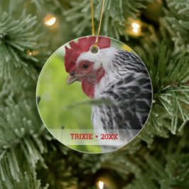 Personalisiertes Tier Hühnchen Foto Weihnachtsbaum Keramik Ornament