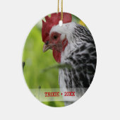 Personalisiertes Tier Hühnchen Foto Weihnachtsbaum Keramik Ornament (Rechts)