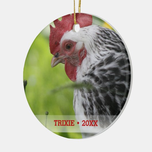 Personalisiertes Tier Hühnchen Foto Weihnachtsbaum Keramik Ornament (Links)