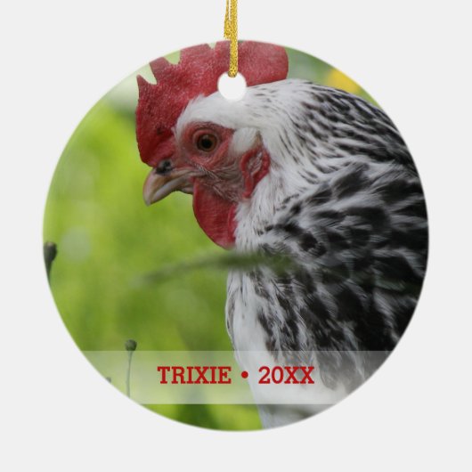 Personalisiertes Tier Hühnchen Foto Weihnachtsbaum Keramik Ornament (Hinten)