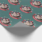 Personalisiertes Tier Katze Foto Meowy Weihnachtsf Geschenkpapier (Ecke)