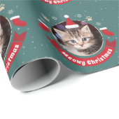 Personalisiertes Tier Katze Foto Meowy Weihnachtsf Geschenkpapier (Rolleneckpunkt)