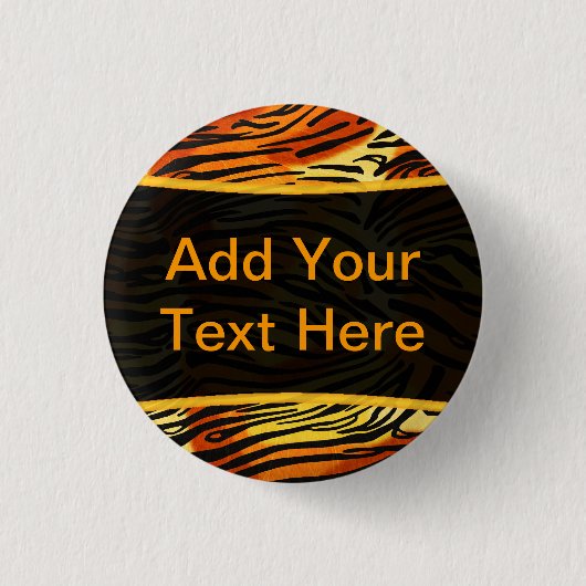Personalisiertes Tiger Fur Print Muster Button (Vorderseite)