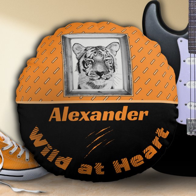 Personalisiertes Tiger-Kissen Rundes Kissen (Von Creator hochgeladen)