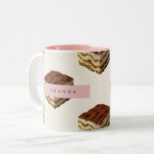 Personalisiertes Tiramisu Dessertmuster Zweifarbige Tasse (Vorderseite Links)