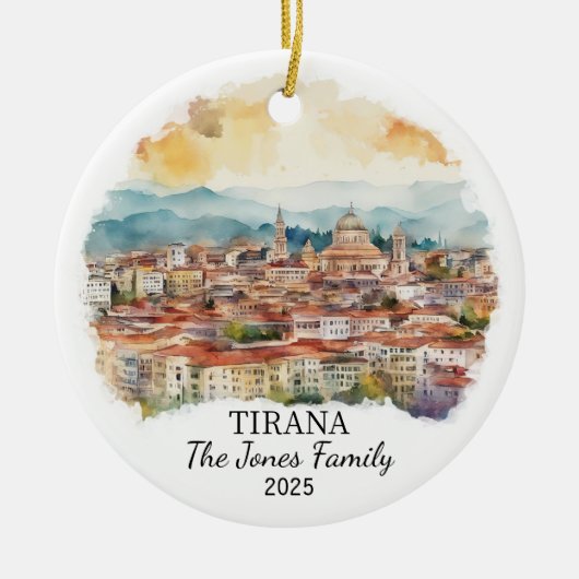 Personalisiertes Tirana-Ornament, Schenkung Albani Keramik Ornament (Vorne)