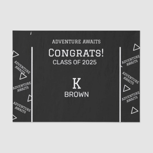 Personalisiertes Tissue Paper mit Schwarzweiß-Schr Seidenpapier (Vorderseite)