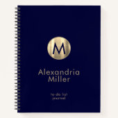 Personalisiertes To-Do-List-Journal-Navy-Gold Notizblock (Vorderseite)