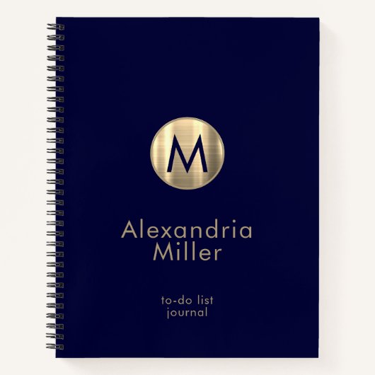 Personalisiertes To-Do-List-Journal-Navy-Gold Notizblock (Vorderseite)