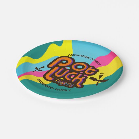 Personalisiertes Topf Glück Essen Party Papa Pappteller (Schrägansicht)