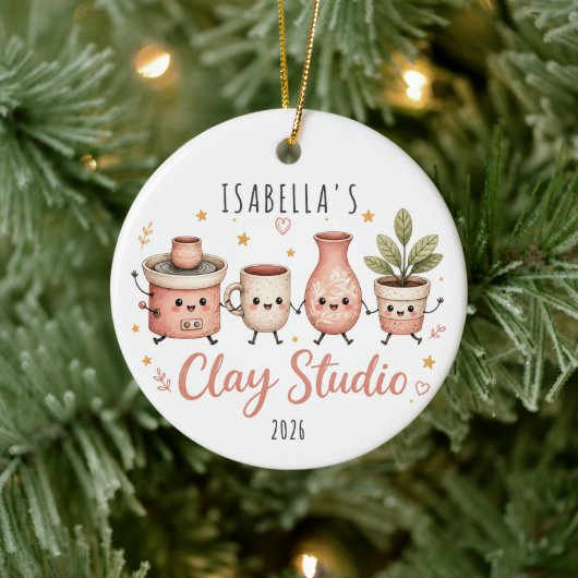 Personalisiertes Töpferei-Studio Keramik Ornament (Baum)
