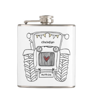 Personalisiertes Traktor Land Hochzeitsgeschenk Flachmann