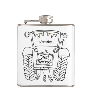 Personalisiertes Traktor Land Hochzeitsgeschenk Flachmann