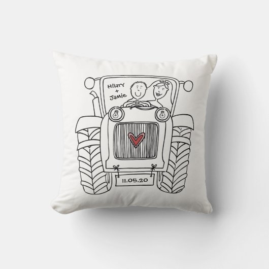 Personalisiertes Traktor-Landhaus Hochzeitskissen Kissen (Vorderseite)