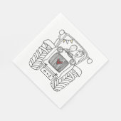 Personalisiertes Traktorenhochzettel Serviette (Ecke)