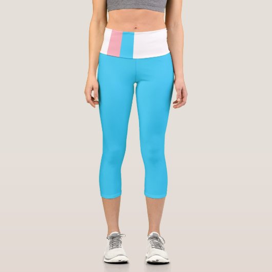 Personalisiertes Transgender-Flag Capri Leggings (Vorderseite)