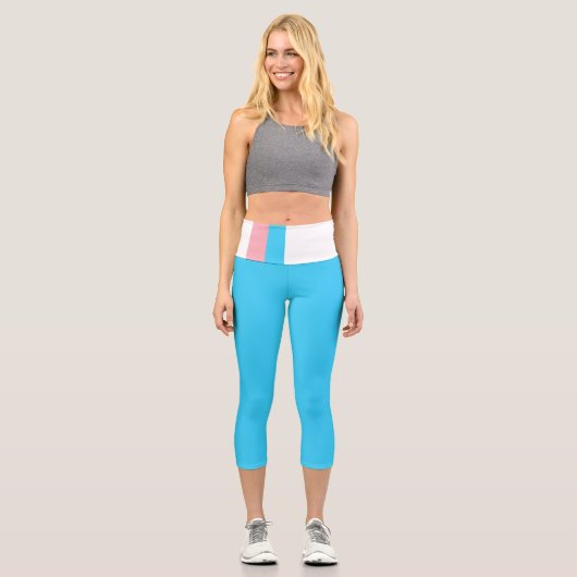 Personalisiertes Transgender-Flag Capri Leggings (Vorderseite)