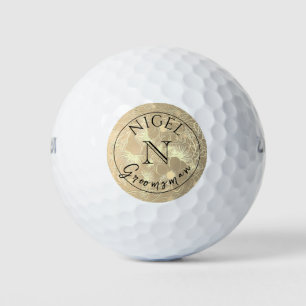 Personalisiertes Trauzeuge mit goldenem Monogramm Golfball
