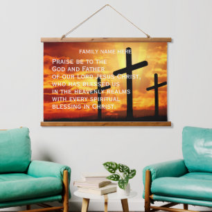 PERSONALISIERTES TRENDIGES BIBELVERS CHRISTLICHES WANDTEPPICH MIT HOLZRAHMEN