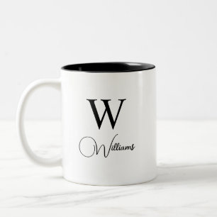 Personalisiertes Trendy Monogram Modernes Schreibe Zweifarbige Tasse