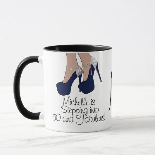 Personalisiertes "Treten in 50 und fabelhaftes" Tasse (Links)