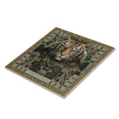 Personalisiertes Tribal Tiger Spirit Portrait Fliese (Seite)
