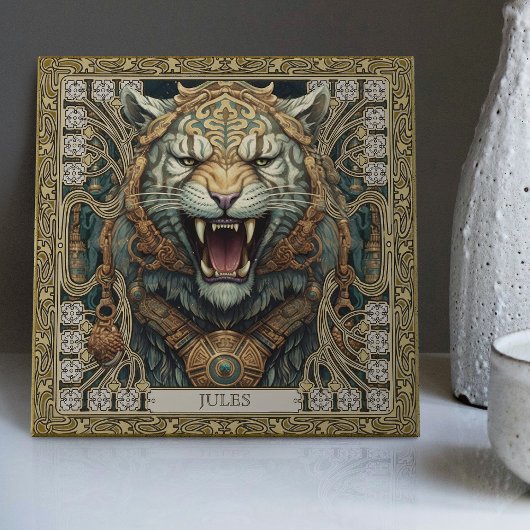 Personalisiertes Tribal Tiger Spirit Portrait Fliese