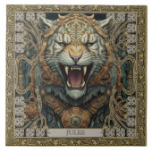 Personalisiertes Tribal Tiger Spirit Portrait Fliese (Vorderseite)