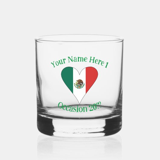 Personalisiertes Trinken mit mexikanischer Flagge Whiskyglas (Vorderseite)