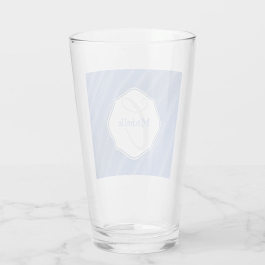 Personalisiertes Trinkglas aus blauem Sand Glas (Rückseite)