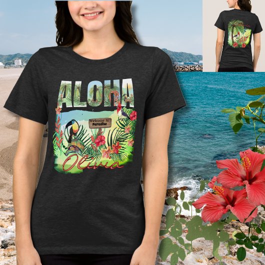 Personalisiertes Tropenparadies Aloha Tri-Blend Shirt