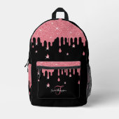 Personalisiertes Tropfen rosa Glitzer Effekt Bedruckter Rucksack (Vorderseite)