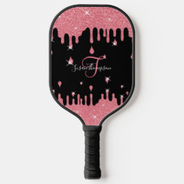 Personalisiertes Tropfen rosa Glitzer Effekt Pickleball Schläger