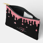 Personalisiertes Tropfen rosa Glitzer Effekt Zubehörtasche (Offen)