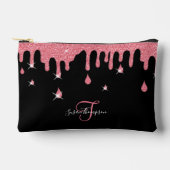 Personalisiertes Tropfen rosa Glitzer Effekt Zubehörtasche (Vorderseite)